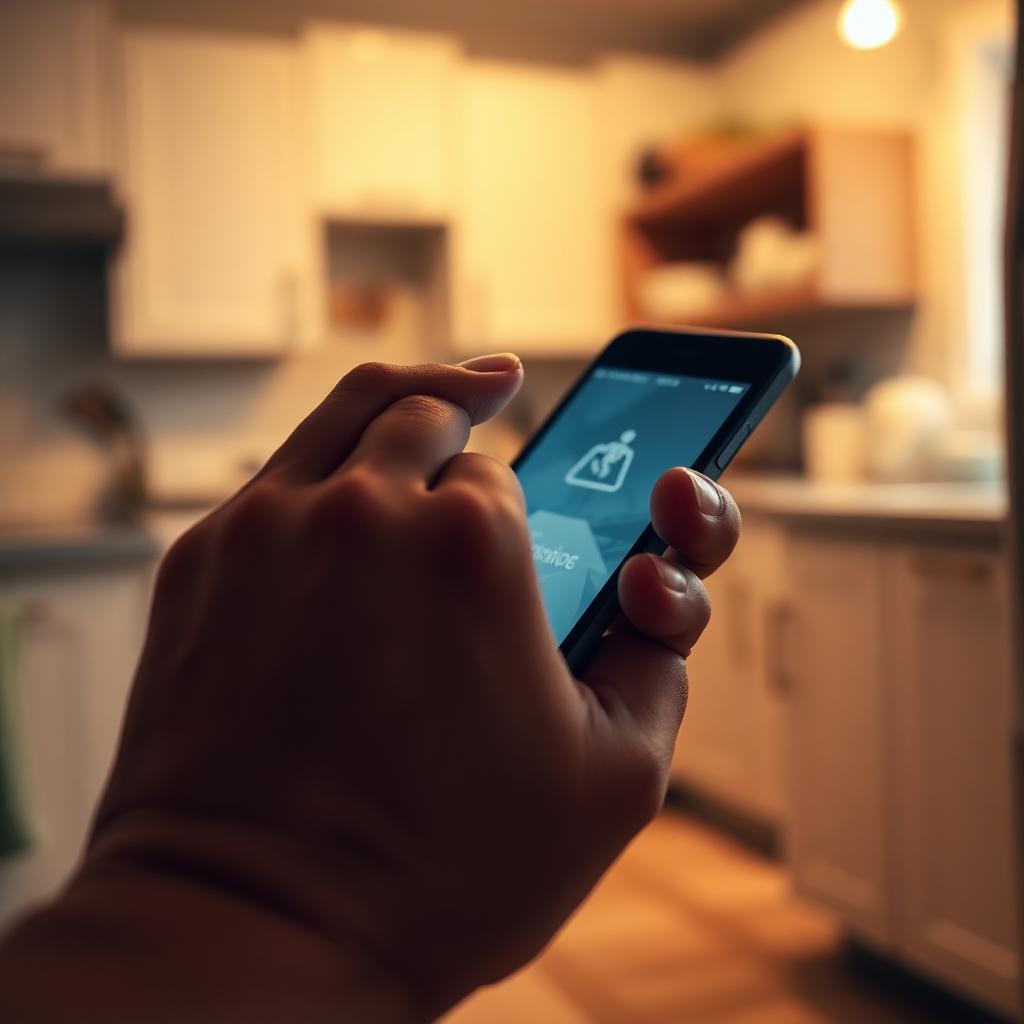 Homeowner with a leak calling a plumber from a smartphone